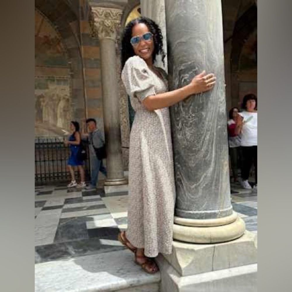 Lulus Times With You Sage Green Floral Print Puff Sleeve Midi Dress Size XS NEW - Picture 11 of 16